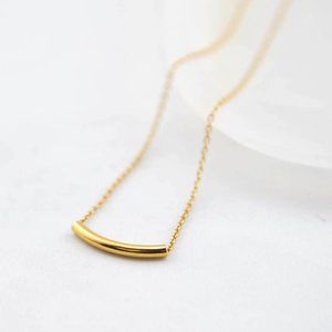 Gold Curved Tube Necklace